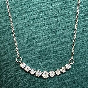 Elegant Silver CZ Diamond Necklace 18-18” adj Perfect for Layering!